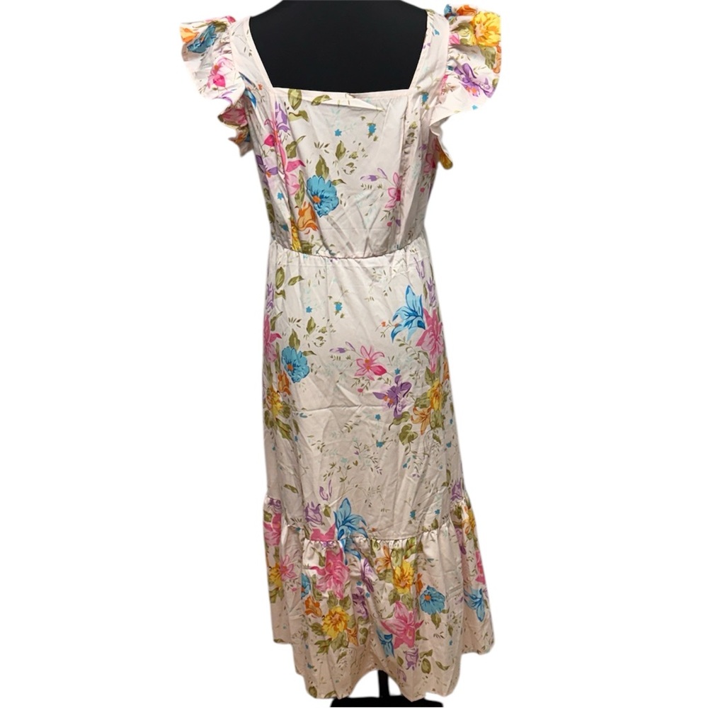 SHEIN Floral Square Neck Cottagecore Midi Dress Feminine - Picture 5 of 5